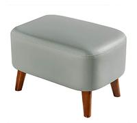Reposapiés pequeño otomano moderno de piel sintética, reposapiés rectangular, asiento acolchado