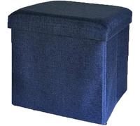 Reposapiés plegable de almacenamiento con tapicería de lino, asiento otomano multiusos y organizador de mesa de café (gris)