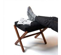 Reposapiés plegable de bambú con cojín, otomano tapizado para sala de estar, dormitorio y cambio de zapatos, reposapiés de madera resistente