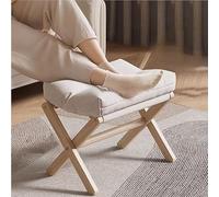 Reposapiés plegable de madera para sofá con cojín de asiento de lino y algodón agradable a la piel para sala de estar y dormitorio