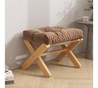 Reposapiés plegable de madera para sofá con cojín de asiento de lino y algodón agradable a la piel para sala de estar y dormitorio
