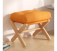 Reposapiés plegable, otomana acolchada suave, reposapiés de madera maciza para sofá, entrada, banco de zapatos, taburete bajo para salón, soporta hasta 220 libras (54 x 35 x 41 cm, caqui)