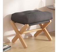 Reposapiés plegable, otomana acolchada suave, reposapiés de madera maciza para sofá, entrada, banco de zapatos, taburete bajo para salón, soporta hasta 220 libras (54 x 35 x 41 cm, caqui)