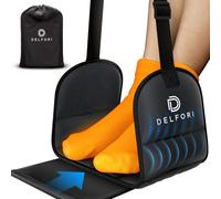 Reposapiés portátil para avión para viajes en avión, cómoda hamaca de pies con espuma viscoelástica y tablero duro para evitar que los pies se golpeen, ideal para aliviar el dolor y la hinchazón,