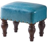 Reposapiés rectangular tapizado de piel sintética con patas de madera maciza, espuma de alta resiliencia, gran capacidad de carga, sala de estar, dormitorio, asiento de descanso,