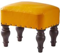 Reposapiés rectangular tapizado de piel sintética con patas de madera maciza, espuma de alta resiliencia, gran capacidad de carga, sala de estar, dormitorio, asiento de descanso,