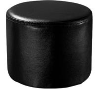 Reposapiés redondo de cuero, reposapiés de madera maciza, color negro moderno para sala de estar, mesa de centro pequeña, 29 x 29 x 30 cm, decoración elegante para el hogar