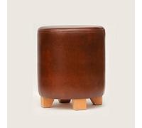 Reposapiés redondo de madera de 29 x 29 x 35 cm, taburete otomano marrón para sala de estar, dormitorio, maquillaje, tocador, elegante taburete acogedor para decoración del hogar, asiento cómodo