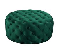 Reposapiés redondo de terciopelo acolchado para sala de estar y dormitorio, tamaño: 60 x 60 x 40 cm, color: verde, elegante acento para el hogar