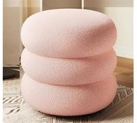 Reposapiés redondo de terciopelo rosa para sala de estar y sala de maquillaje, silla de tocador suave con 3 capas para mayor comodidad, elegante taburete de puf para reposapiés y zona de asiento