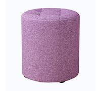 Reposapiés redondo grande acolchado para entrada, sala de estar, dormitorio, taburete de madera, capacidad de 330 libras, color morado, estrella de luz