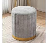 Reposapiés redondo otomano de terciopelo con base de metal dorado, mesa auxiliar multifuncional y taburete de tocador para sala de estar, dormitorio, dormitorio
