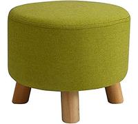 Reposapiés redondo, otomano tapizado con patas de madera, reposapiés suave y elegante para sala de estar y dormitorio