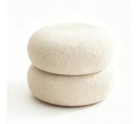 Reposapiés redondo y esponjoso, banco bajo para zapatos con marco de madera maciza, cojín relleno de esponja, base antideslizante para entrada, sala de estar, decoración del hogar 2-layer White