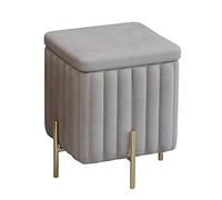 Reposapiés tapizado con patas de metal, otomana de almacenamiento acolchada, ideal para sala de estar y entrada, diseño de terciopelo de lujo