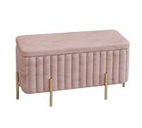 Reposapiés tapizado con patas de metal, otomana de almacenamiento acolchada, ideal para sala de estar y entrada, diseño de terciopelo de lujo