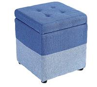 Reposapiés tapizado de lino, cubo de almacenamiento otomano, 30 x 30 x 35 cm, patas de madera, elegante reposapiés blanco para decoración del hogar, sala de estar, dormitorio