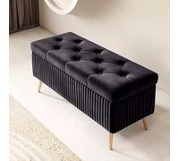 Reposapiés tapizado negro Sto Ottoman de 59 pulgadas para cama, sala de estar y entrada, banco multifuncional con escondite perfecto para dormitorio y salón