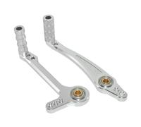 Repose-pieds Moto Pedal De Cambio O Palanca Freno Con Cojinetes Dobles Ajustables CNC Para Motocicleta Estriberas Traseras Universales Y Kit Reposapiés(Silver)