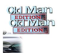 Represeint Old Man Edition Car Emblem, Metal Nameplate Funny Decal, 3D Metal Sticker Badge, for Cars Truck SUV Side Or Rear Tailgate Name Plate Sticker (Style B,2PCS)