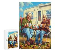 Representa una Pareja anciana Feliz sentada Puzzle 1000 Piezas Adultos Y Niños 12 AñosRompecabezas 3D Colorido Familiar Aliviar Estrés DIY Moderno Estera Portátil 1000 PCS