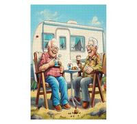 Representa una Pareja anciana Feliz sentada Puzzle 1000 Piezas Maquetas Construir 3D Detalladas Rompecabezas Educativo para Familia Aliviar Estrés Estera Portátil Moderno 1000 PCS