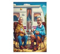 Representa una Pareja anciana Feliz sentada Puzzle 1000 Piezas Obra De Arte 3D Rompecabezas para Hombres Y Mujeres Desafío Intelectual Estera Portátil DIY Moderno 1000 PCS