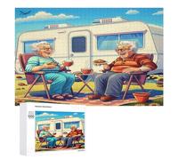 Representa una Pareja anciana Feliz sentada Puzzle 1000 Piezas Obra De Arte ModernaRompecabezas 3D para Adultos Y Niñas A 14 Años DIY Creativo Aliviar Estrés Estera Portátil 1000 PCS