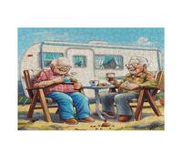 Representa una Pareja anciana Feliz sentada Puzzle 300 Piezas Desafío Intelectual 3D Realista Rompecabezas para Hombres Y Mujeres Obra De Arte Colorido Decoración Hogar 300 PCS
