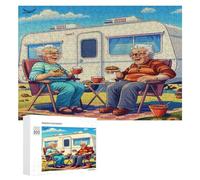 Representa una Pareja anciana Feliz sentada Puzzle 300 Piezas Familiar Toda La FamiliaRompecabezas 3D Colorido para Hombres Y Mujeres Aliviar Estrés DIY Creativo Decoración Hogar 300 PCS