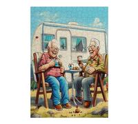 Representa una Pareja anciana Feliz sentada Puzzle 300 Piezas Hogar Decoración Elegante Rompecabezas para Hombres Y Mujeres 3D DIY Creativo Aliviar Estrés Desafío Intelectual 300 PCS