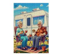 Representa una Pareja anciana Feliz sentada Puzzle 300 Piezas Impossible Creativo Único Rompecabezas 3D Obra De Arte para Toda La Familia Juguete Educativo Decoración 300 PCS