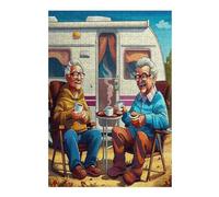 Representa una Pareja anciana Feliz sentada Puzzle 300 Piezas Obra De Arte 3D Realista Rompecabezas para Hombres Y Mujeres Desafío Intelectual Estera Portátil DIY Moderno 300 PCS