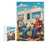 Representa una Pareja anciana Feliz sentada Puzzle 300 Piezas Redondo CircularRompecabezas 3D para Hombres Y Mujeres A 14 Años Decoración Hogar DIY Creativo Aliviar Estrés 300 PCS