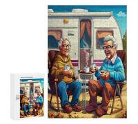 Representa una Pareja anciana Feliz sentada Puzzle 300 Piezas Redondo CircularRompecabezas 3D para Hombres Y Mujeres A 14 Años Decoración Hogar DIY Creativo Aliviar Estrés 300 PCS