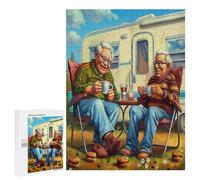 Representa una Pareja anciana Feliz sentada Puzzle 500 Piezas A Partir De 12 AñosRompecabezas Familiar 3D DIY Creativo para Adultos Y Niños Desafío Intelectual Estera Portátil 500 PCS