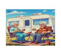 Representa una Pareja anciana Feliz sentada Puzzle 500 Piezas Cartón Resistente Rompecabezas Familiar para Toda La Familia Juguete Educativo 3D Maquetas Construir 500 PCS