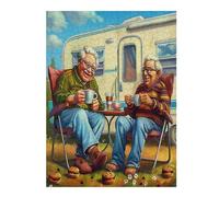 Representa una Pareja anciana Feliz sentada Puzzle 500 Piezas Obra De Arte 3D Rompecabezas para Hombres Y Mujeres Desafío Intelectual Estera Portátil DIY Moderno 500 PCS