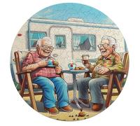 Representa una Pareja anciana Feliz sentada Puzzle Adulto 195 Piezas Animales Formas Únicas Puzzle Niños para Toda La Familia Desafiante Desafío MentalAntiestrésInteracción 195 PCS