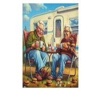 Representa una Pareja anciana Feliz sentada Puzzles 1000 Piezas Estera Portátil Familiar Rompecabezas para Adultos Aliviar Estrés 3D Maquetas Construir DIY Moderno 1000 PCS