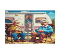 Representa una Pareja anciana Feliz sentada Puzzles 1000 Piezas Moderno Decorativo Rompecabezas Familiar para Hombres Y Mujeres Aliviar Estrés Maquetas Construir 1000 PCS