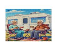 Representa una Pareja anciana Feliz sentada Puzzles 300 Piezas Impossible 3D Rompecabezas para Adultos Desafío Intelectual Estera Portátil DIY Moderno Creativo 300 PCS