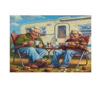 Representa una Pareja anciana Feliz sentada Puzzles 300 Piezas Impossible 3D Rompecabezas para Adultos Desafío Intelectual Estera Portátil DIY Moderno Creativo 300 PCS