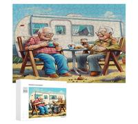 Representa una Pareja anciana Feliz sentada Puzzles 300 Piezas Maquetas 3D FamiliarConstruir DIY Moderno para Niños A 12 Años Y Adultos Desafío Intelectual Decoración Hogar 300 PCS