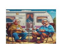 Representa una Pareja anciana Feliz sentada Puzzles 300 Piezas Obra De Arte 3D Familiar Rompecabezas para Adultos Aliviar Estrés Decoración Hogar Moderno DIY 300 PCS