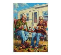 Representa una Pareja anciana Feliz sentada Puzzles 300 Piezas Obra De Arte Abstracta Rompecabezas para Adultos Decoración Hogar Moderno DIY Creativo Desafío 300 PCS