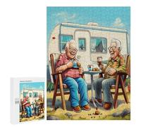 Representa una Pareja anciana Feliz sentada Puzzles 500 Piezas Estera PortátilRompecabezas para Adultos Y Niños A 12 Años Desafío Intelectual 3D Maquetas Construir DIY Moderno 500 PCS