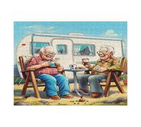 Representa una Pareja anciana Feliz sentada Puzzles 500 Piezas Impossible 3D Rompecabezas para Adultos Desafío Intelectual Estera Portátil DIY Moderno Creativo 500 PCS