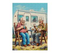 Representa una Pareja anciana Feliz sentada Puzzles 500 Piezas Moderno Minimalista Rompecabezas Familiar para Adultos 3D Maquetas Construir Aliviar Estrés Decorativo 500 PCS