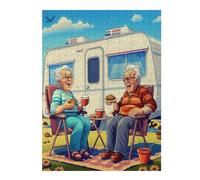 Representa una Pareja anciana Feliz sentada Puzzles 500 Piezas Obra De Arte 3D Familiar Premium Rompecabezas para Adultos Aliviar Estrés Decoración Hogar Moderno DIY 500 PCS